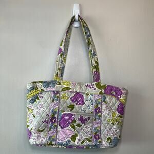 Vera Bradley Quilted Tote with Purple and Green Floral Design